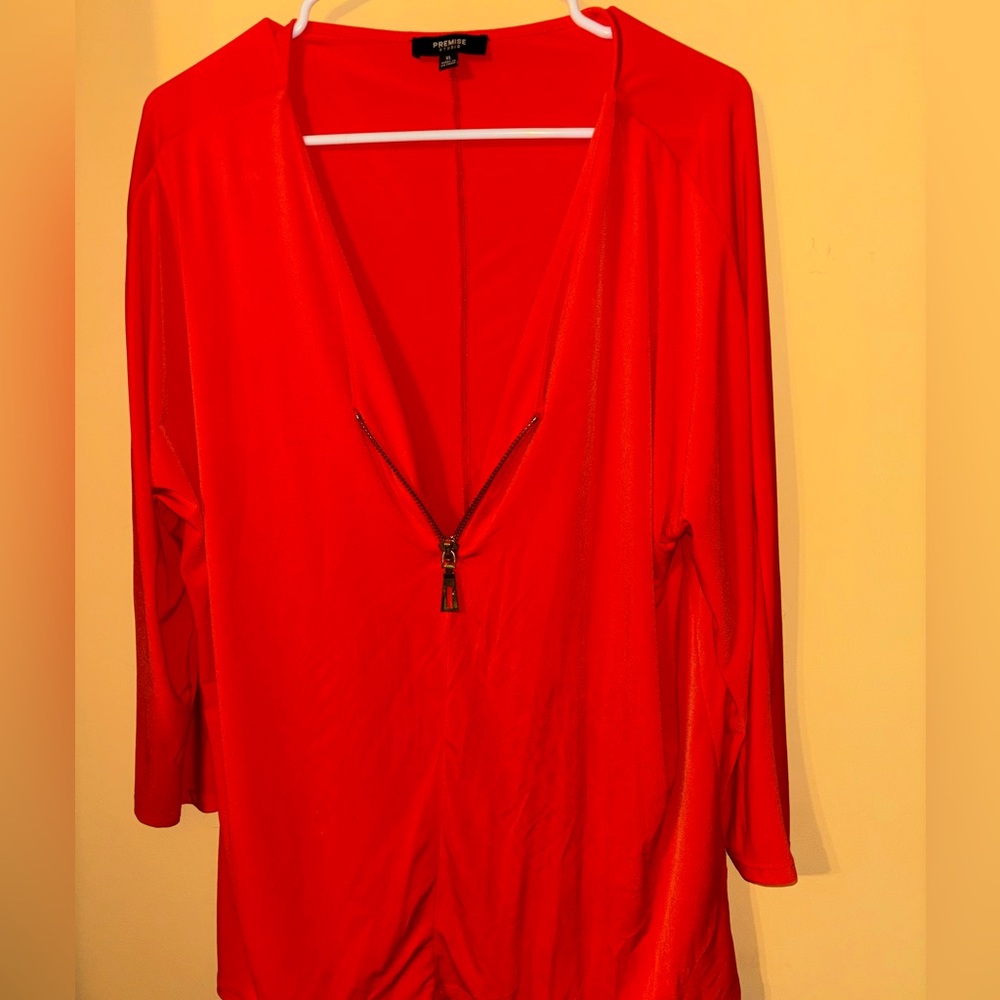 Premise Studios long red top with zipper